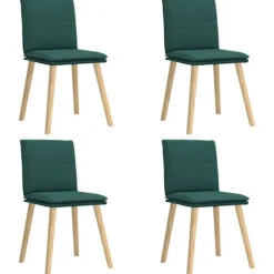 vidaXL Matgrupper>Matstolar 4 delar mörkgrönt tyg