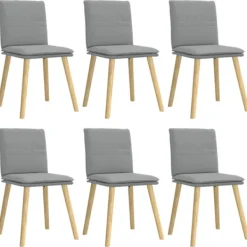 vidaXL Matgrupper>Matstolar 6 st ljusgrå tyg