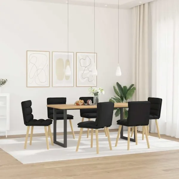 vidaXL Matgrupper>Matstolar 6 st svart tyg