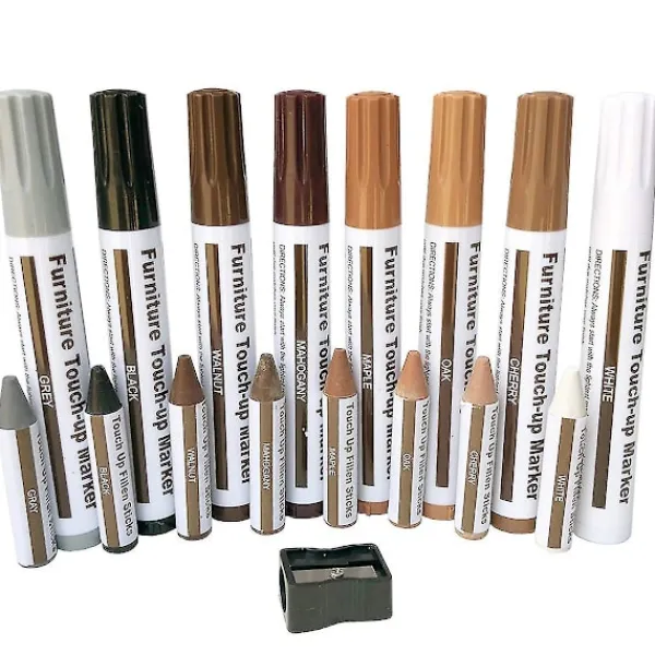 Stolar>Möbelreparationsverktyg Trä Reparationsmarkörer Touch Up Reparationspenna-17pc-markörer och vaxpinnar, för fläckar, repor