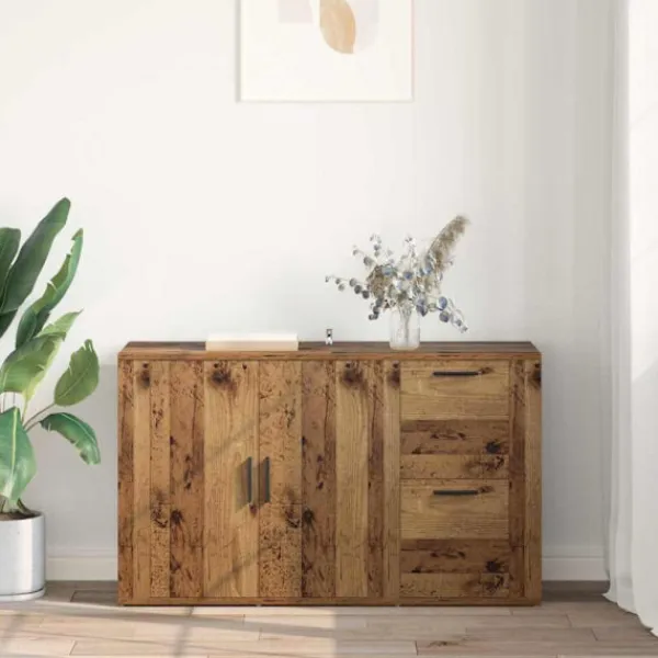 vidaXL Sideboards>med låda Gammalt trä 100 x 33 x 59.5 cm Konstruerat trä