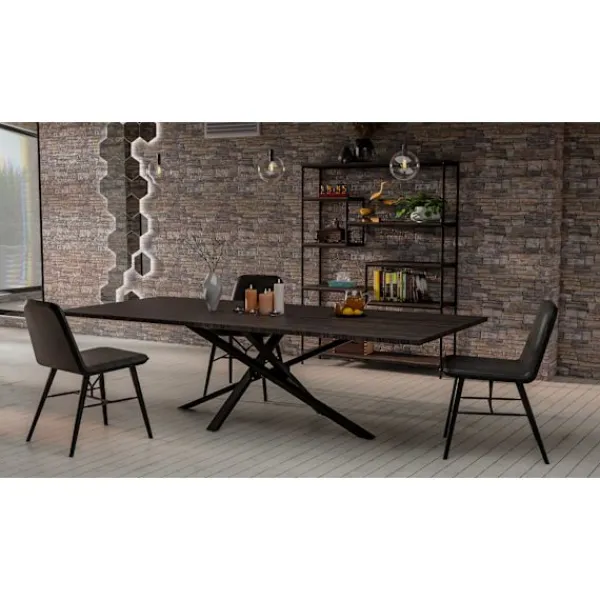 BellaFurn Matbord>Mikado bordsben - chassi - högkvalitetsstål med golvskydd för optimalt skydd | Färg: Industrial Black | Storlek: 160x80x72 cm