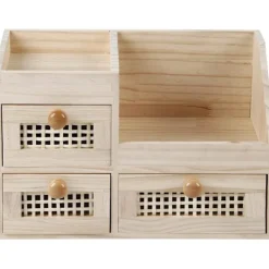 Byråer>Mini Bambu Byrå (Omonterad), 3 lådor med hyllor, för studierum/kök/sovrum