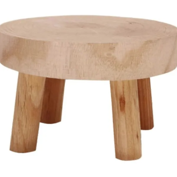 Pallar>Mini Rund Pall i Naturträ, Blomkrukställ, Trädgårdspall, - 3,5" Hög Naturträ