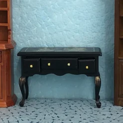 Byråer>Miniatyr Retro Träskrivbordsmodell 1:12 Dockskåpsstudierumstillbehör