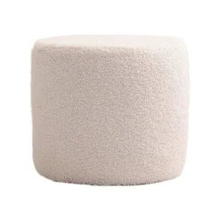 Sittpuffar>Mjuk Sittpuff Ottoman - Bekväm Fotpall i Skum för Vardagsrum, Skrivbord, Soffa - Vit