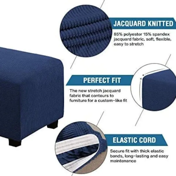 Sittpuffar>Mjuk stretchig fyrkantig sittpufföverdrag, mjukt jacquard fotstödsskydd för att skydda fotstöd, sittpufföverdrag med elastisk botten, maskintvättbar - S-N | Fyndiq