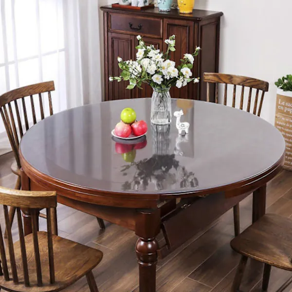 Matbord>Mjukt Glas Pvc Rund Duk Trämöbler Bordsskiva Skydd Kompatibel med Daglig Användning Familjesammankomster 60cm
