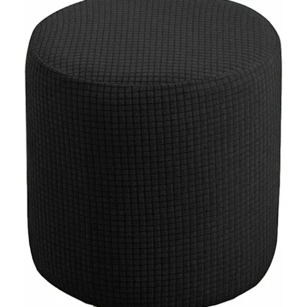 Sittpuffar>Mjukt jacquard ottoman pufföverdrag med elastisk botten i svart, 30x30cm