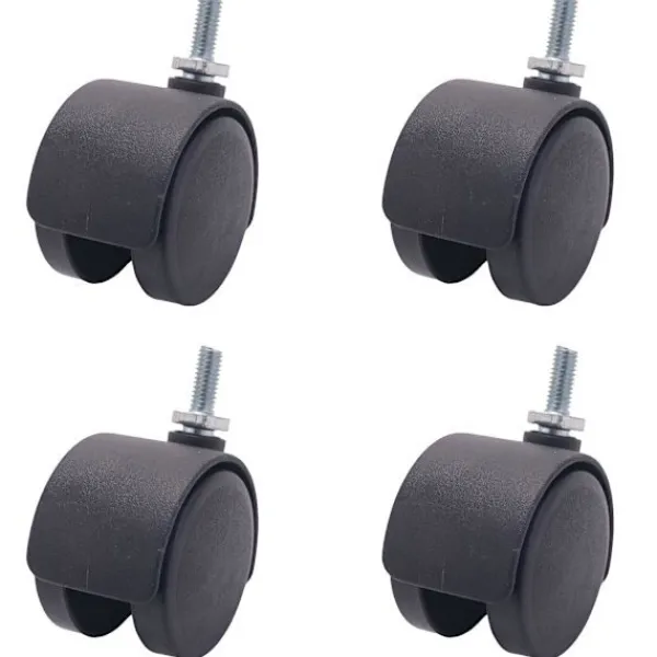 Kontorsmöbler>6mm gängad stam 40mm roterbar dubbelhjulskaster svart