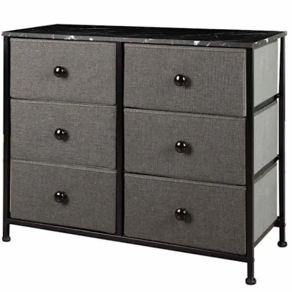 AKTIVE Byråer>Mångsidig byrå 6 lådor - - 80x30x62 cm - Gray - Lätta tyglådor - Stålram