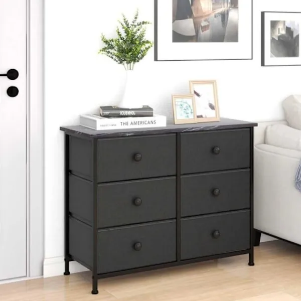 AKTIVE Byråer>Mångsidig byrå 6 lådor - - 80x30x62 cm - Gray - Lätta tyglådor - Stålram
