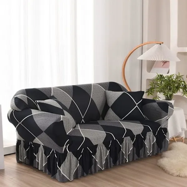 Soffor>Modern Jacquard Hög Stretch Sofföverdrag - kompatibelt Vardagsrum - kompatibelt Hundar och Husdjur (3-sits, 190-230cm)
