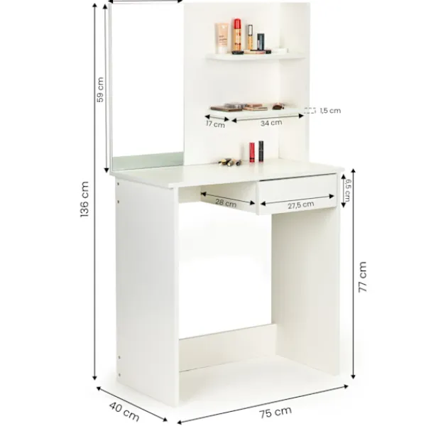 Northix Sminkbord>Modernt sminkbord stora spegelhyllor ModernHome