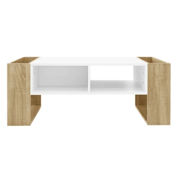Soffbord>Modernt soffbord 105 x 60 x 40 cm - delvis högblankt, med lådor och öppna fack