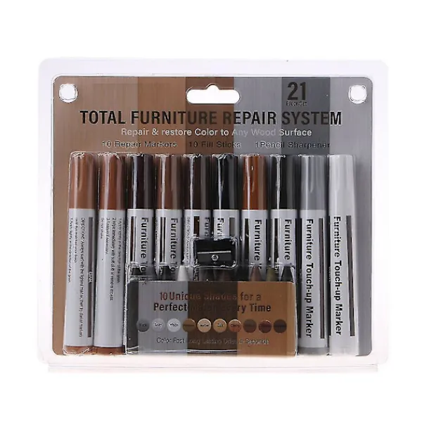 Stolar>Mordely 21 Pcs Furniture Markers Wax Sticks With Sharpener Wood Scratch Repair Markers