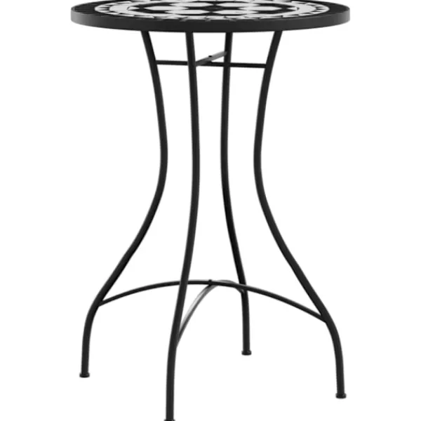 vidaXL Balkongmöbler>Mosaikbord svart och vit järn och keramik