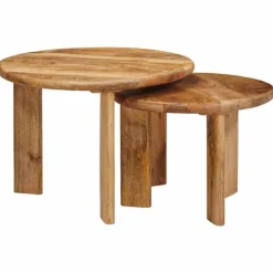 vidaXL Småbord>Nesting Kaffe Bord 2 pcs Brun Massivt mangoträ