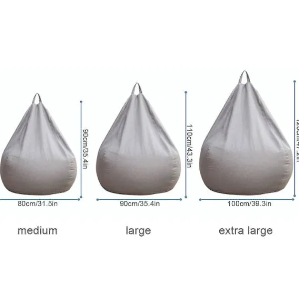 Sittpuffar>Ny Extra Stor Bönpåse Stol Soffaöverdrag Inomhus Lat Lounger För Vuxna Barn Kampanjpris Grå 100 * 120cm 90 * 110cm