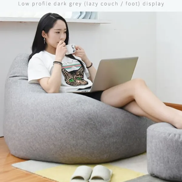 Sittsäckar>Ny extra stor sittsäcksstol Soffa Cover inomhus Lazy Lounger För Vuxna Barn Kampanjpris Grå 80 * 90cm