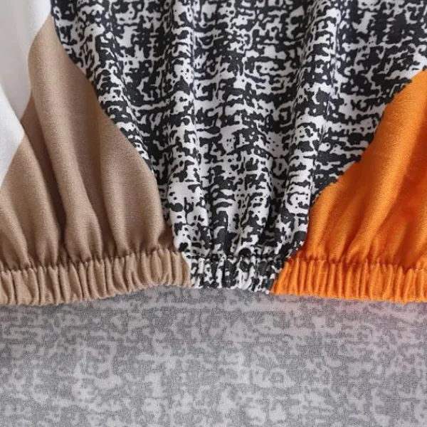Soffor>Orange Geometry, Stretchig sofföverdrag 3-sits sofföverdrag med armstöd Modern Universal Elastisk sofföverdrag Sofföverdrag Skyddande överdrag