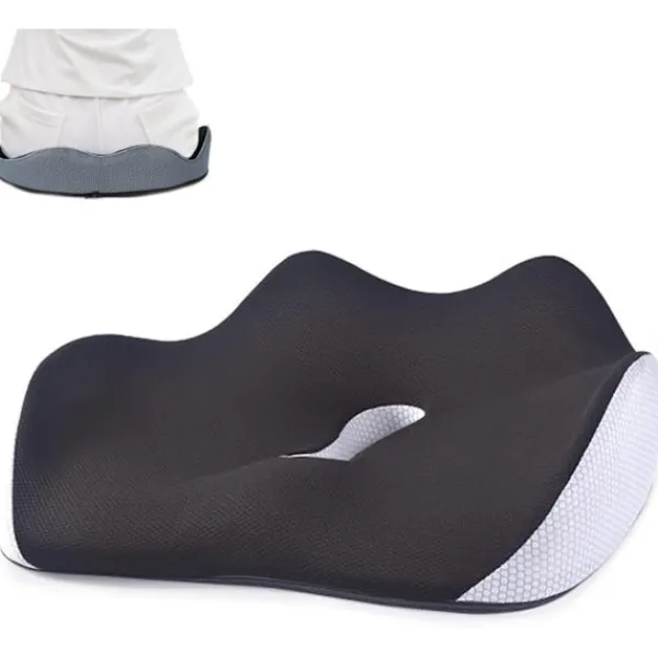 Stolar>Ortopedisk Sittdyna, Sittkudde, Bekväm Sittdyna i Memory Foam, Ergonomisk Kontorsstolsdyna (Svart)-XF32-