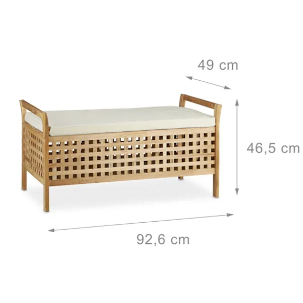 Northix Kistor & Koffertar>Ottoman Bänk Valnöt Förvaringssits med linnekudde, Förvaringsbänk 46,5x92,6x49cm