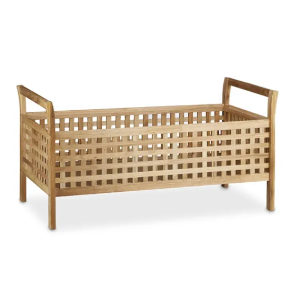 Northix Kistor & Koffertar>Ottoman Bänk Valnöt Förvaringssits med linnekudde, Förvaringsbänk 46,5x92,6x49cm