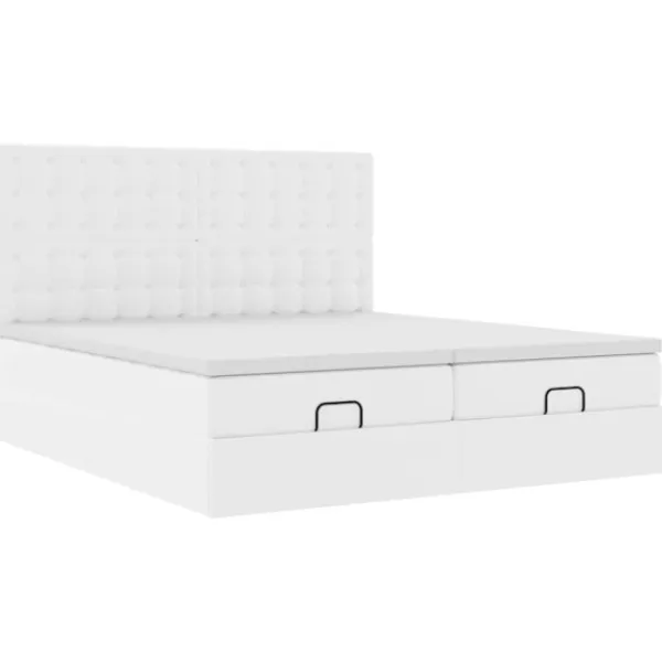 vidaXL Sängar>Ottoman sängram med madrasser vit 180x200 cm konstläder