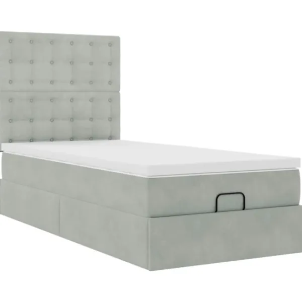 vidaXL Sängar>Ottoman sängram med madrasser ljusgrå 90x190 cm sammet