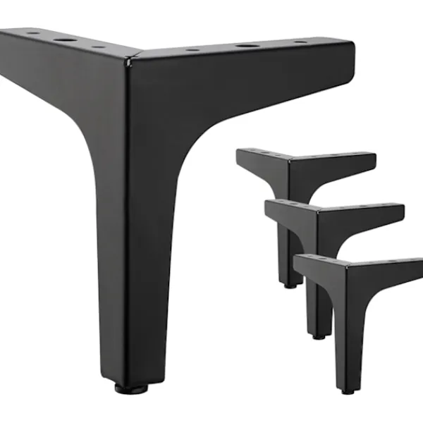 Pallar>4-pack 10 cm svart metall möbelben - för skåp, soffa,
