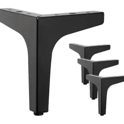 Pallar>4-pack 10 cm svarta metallmöblerben - för skåp, soffa, soffbord, TV-bänk och andra möbelben.
