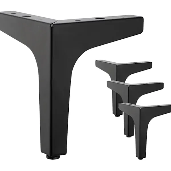 Skåp>4-pack 15 cm svarta metallmöblerben - för skåp, soffa, soffbord, TV-bänk och andra möbelben.