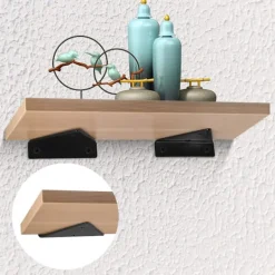 Hyllor>4-pack flytande hyllfästen, osynliga triangulära väggfästen, dolda väggfästen för hyllor, svarta-XF4-