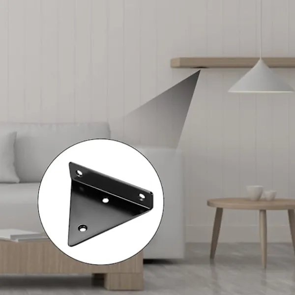 Hyllor>4-pack flytande hyllfästen, osynliga triangulära väggfästen, dolda väggfästen för hyllor, svarta-XF4-