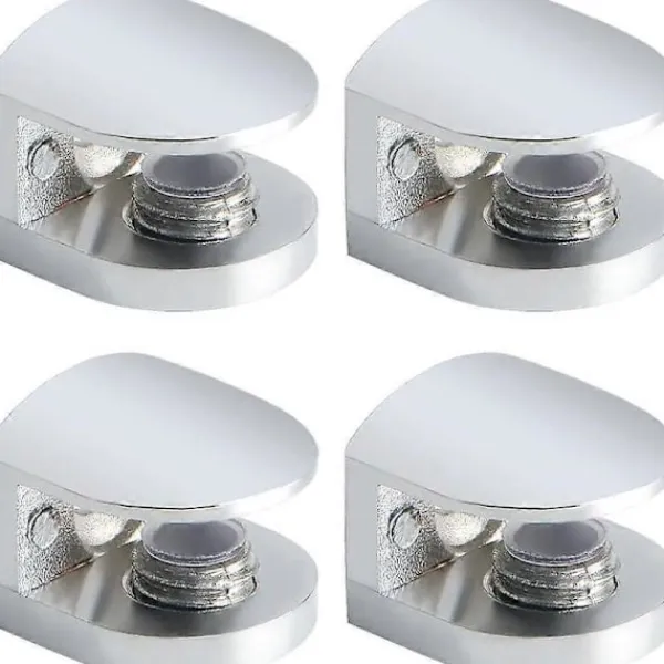 Hyllor>4-pack Glashyllfästen, Justerbara Klämfästen för Hyllor, Väggmonterade Klämmor för 6-8 mm Glashyllor, Badrumsklämma Hållare Stöd Hårdvara