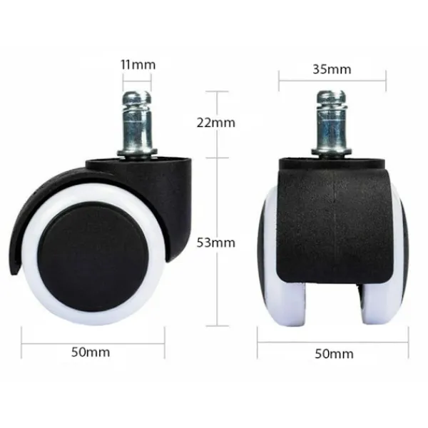 Kontorsmöbler>5-Pack Hjul till Kontorsstol - 11 mm Svart