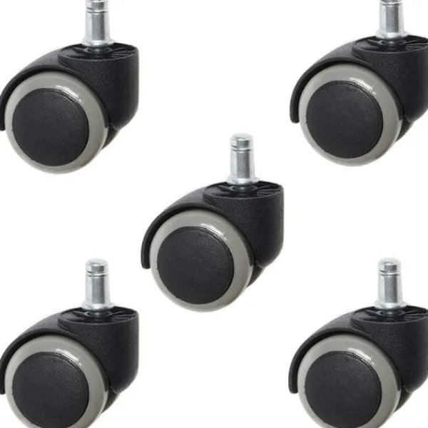 Kontorsmöbler>5-pack hjul, tysta universella kontorsstolsrullar, stolhjul, för stolhjul hårda golv, rullande hjul (grå)-XF23-