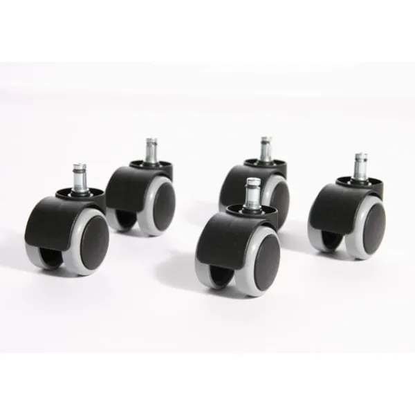 Kontorsmöbler>5-pack, hårda golvhjul för kontorsstol, set = 5 hjul för skrivbordsstol, svart, stiftstorlek 10mm, diameter 50mm
