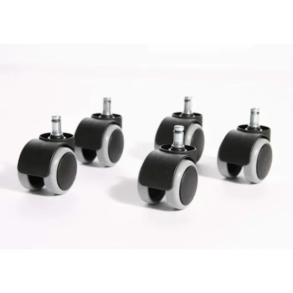 Kontorsmöbler>5-pack, hårda golvhjul för kontorsstol, set med 5 hjul för skrivbordsstol, svart, stiftstorlek 10 mm, diameter 50 mm