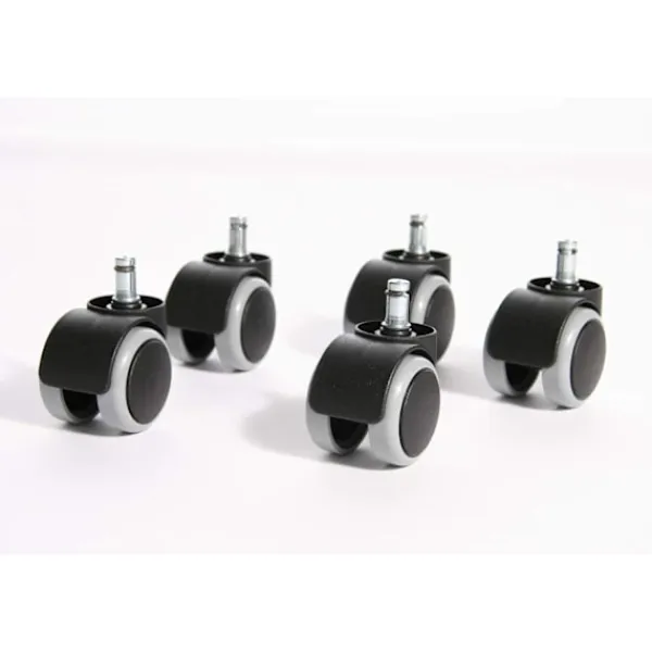 Kontorsmöbler>5-pack, hårda golvhjul för kontorsstol, set med 5 hjul för skrivbordsstol, svart, stiftstorlek 10 mm, diameter 50 mm