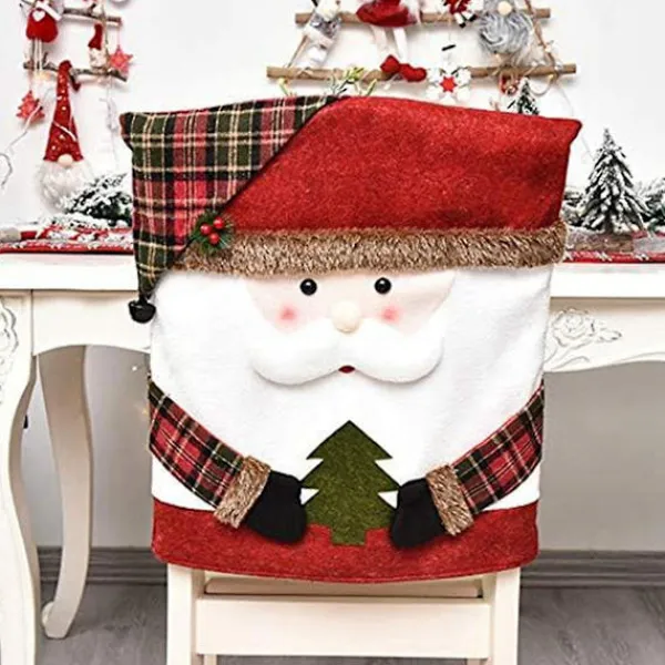 Stolar>2-pack julstolsöverdrag, tomte &- avtagbart stolsöverdrag julhem