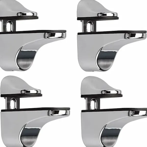 Hyllor>4-pack justerbara glashyllfästen, väggmonterat klämfäste