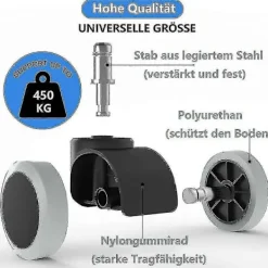 Kontorsmöbler>5-pack kontorsstolshjul 11 mm / 22 mm Ersättningshjul för hårda golv för gamingstolar, svängbara stolar, Pr