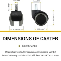 Kontorsmöbler>5-pack kontorsstolshjul, kompatibla med IKEA-stolar (10 mm x 22 mm) Kraftiga [JUN]