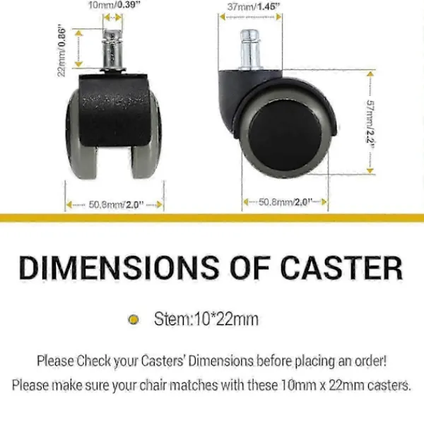 Kontorsmöbler>5-pack kontorsstolshjul, passar IKEA-stol (10 mm x 22 mm), kraftiga