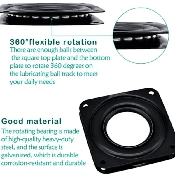 Matbord>4-pack Lazy Susan Vridskiva Metall Vridplatta 360 Graders Roterande Ställ, Kullager Vridplattor för Bord Stol TV Soffstol - 4 tum