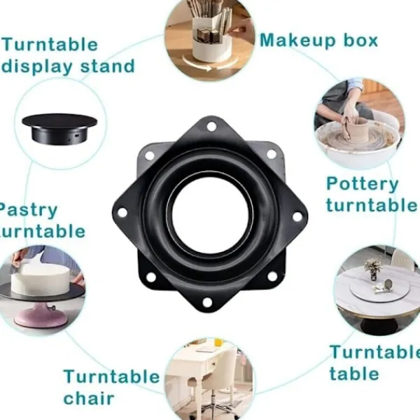 Matbord>4-pack Lazy Susan Vridskiva Metall Vridplatta 360 Graders Roterande Ställ, Kullager Vridplattor för Bord Stol TV Soffstol - 4 tum