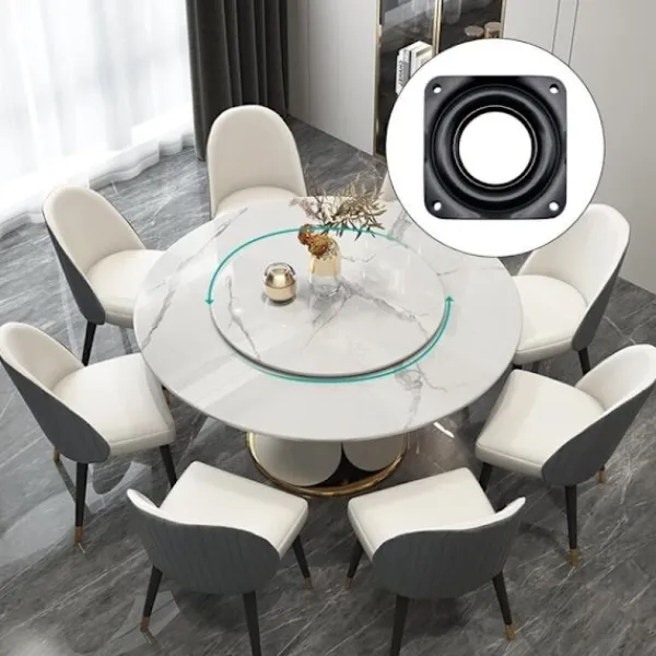 Matbord>4-pack Lazy Susan Vridskiva Metall Vridplatta 360 Graders Roterande Ställ, Kullager Vridplattor för Bord Stol TV Soffstol - 4 tum