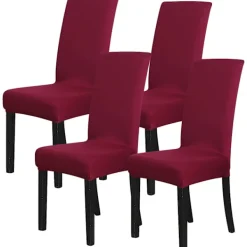 Stolar>4-pack matsalstolöverdrag elastiskt vinrött stolsöverdrag w